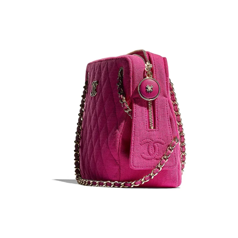CHANEL Knit Shoulder Bag Women's Fuchsia-1