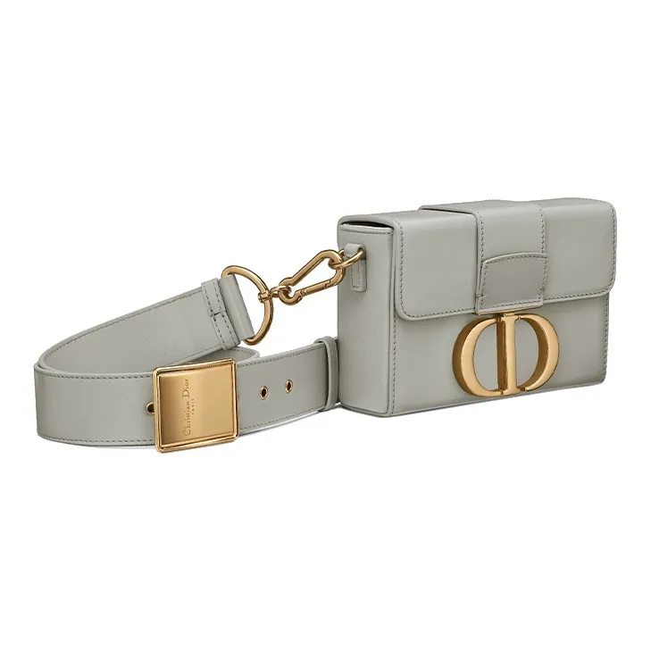 DIOR 30 Montaigne Smooth Cow Leather Handbag, Shoulder Bag Women's Gray-2