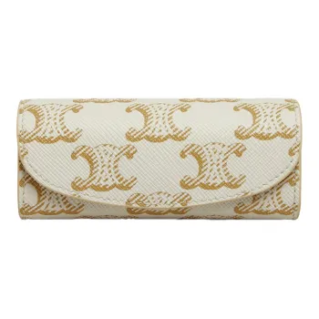 CELINE Triomphe Canvas Ring Bag Clutch Women's White