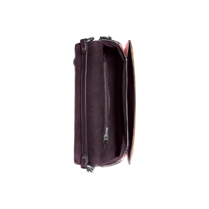 COACH Hutton Calfskin Shoulder Bag Crossbody Bag Small Size Women's Pink/Purple/Brown-2