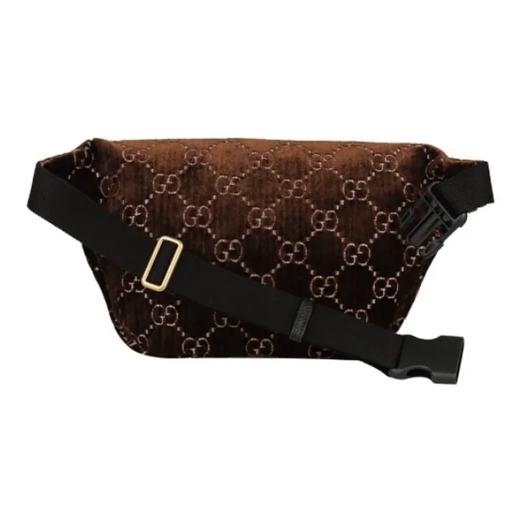 GUCCI Ophidia Velvet Sling Bag Fanny Pack Small Size Unisex Brown-1