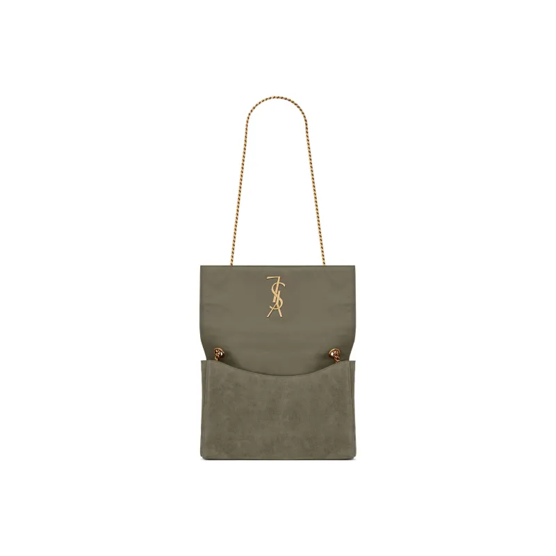 SAINT LAURENT KATE Cow Split Leather With Sheepskin Chain Bag, Crossbody Bag, Shoulder Bag Women's Gray Khaki Color-3
