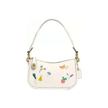 COACH Swinger Leather Shoulder Bag Crossbody Bag Handbag Small Size Women's White