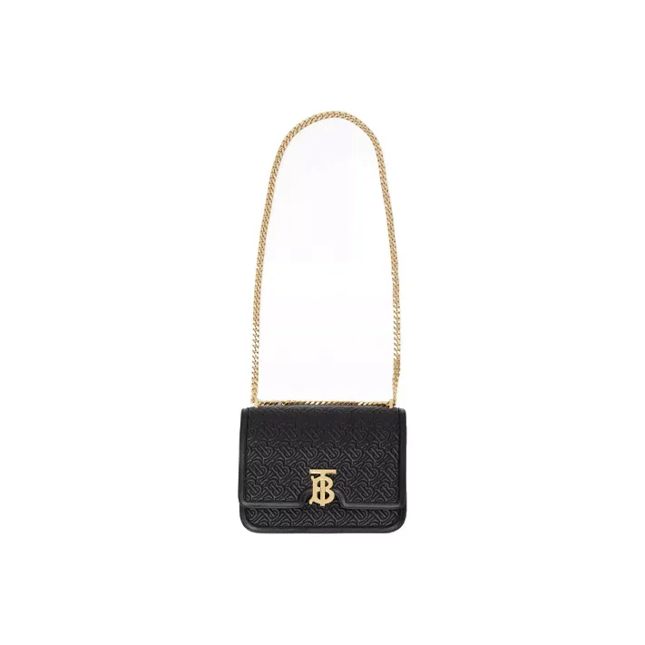 Burberry TB Exclusive Logo Lock Series Quilting Lambskin Shoulder Bag Crossbody Bag Medium Size Black-1