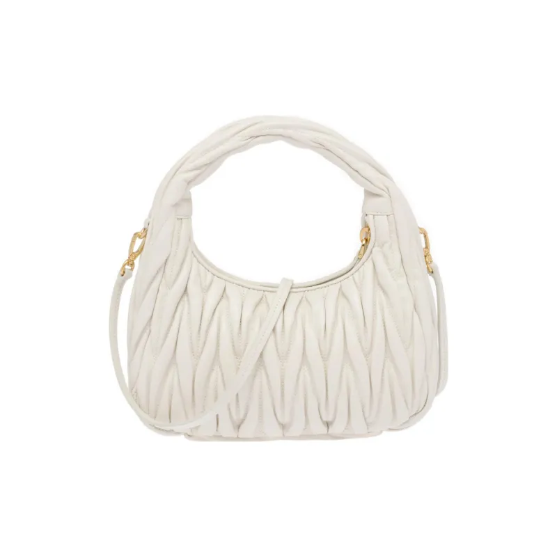MIU MIU Wander Series Soft Sheep Leather Hobo Bag, Shoulder Bag, Crossbody Bag Regular Women's White-2