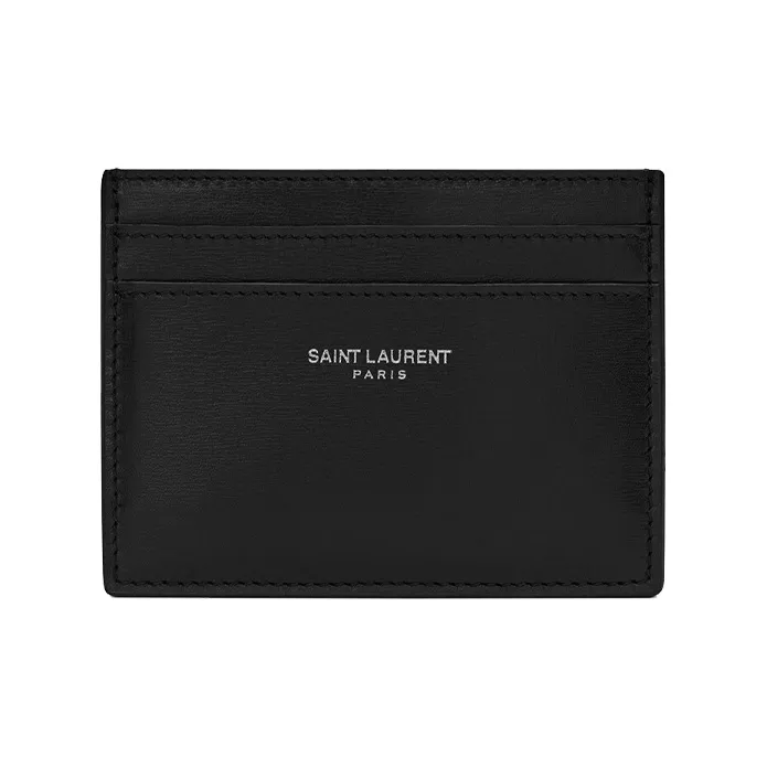 SAINT LAURENT Cow Leather Card Clip Card Holder Men's Black-0