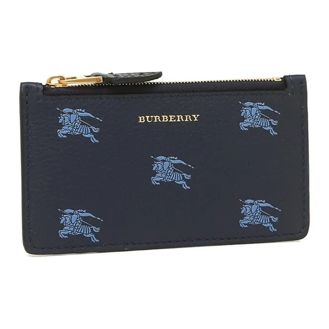 Burberry Leather Coin Purses Card Holders Unisex Blue-1
