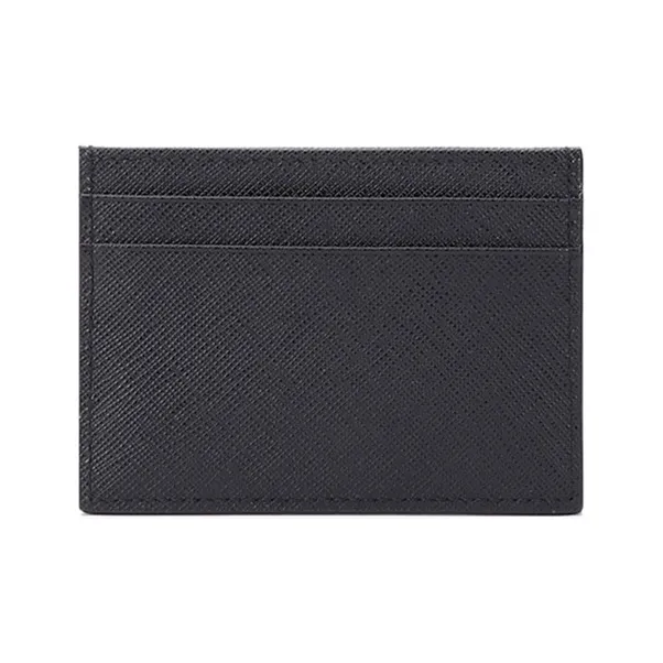 PRADA Saffiano Leather Card Holder With Card Clip Men's Black-3