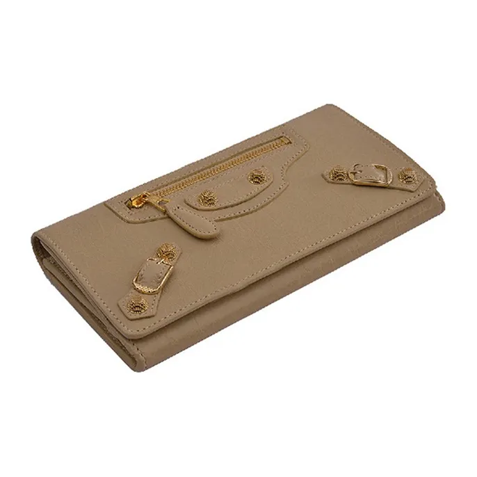 Balenciaga Leather Wallet Women's Khaki-2