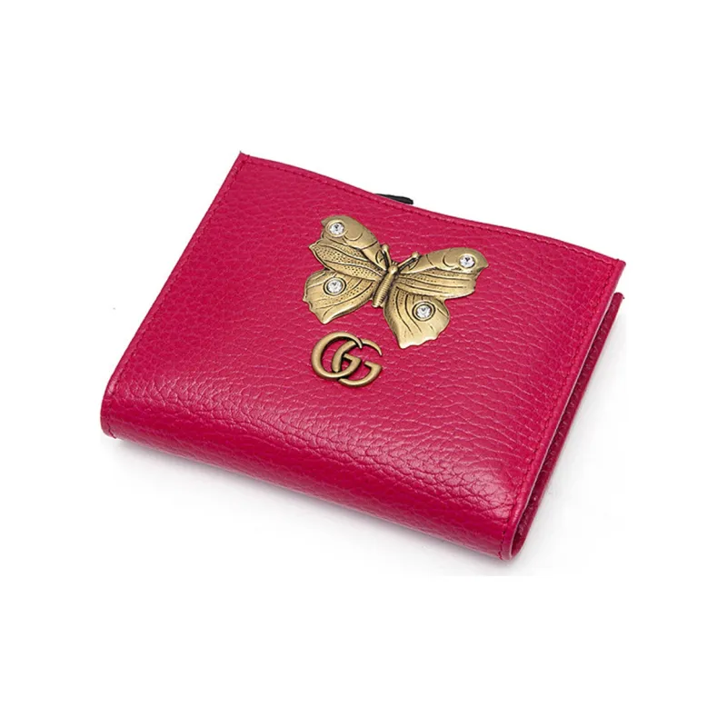 GUCCI Leather Wallet Regular Women's Rose Red-2