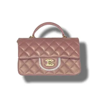 CHANEL Classic Flap CF Calfskin One Shoulder Handbag, Crossbody Bag Mini Women's Rose Pink
