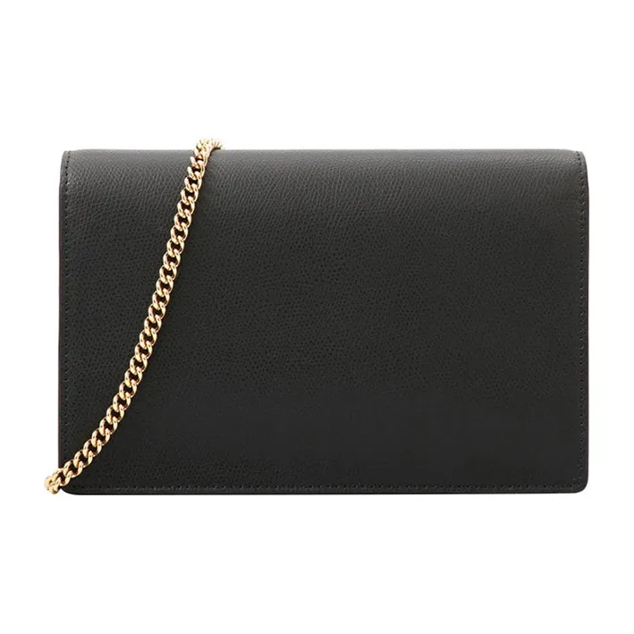 FENDI Calfskin Chain Wallet, Shoulder Bag, Crossbody Bag Mini Women's Black-2