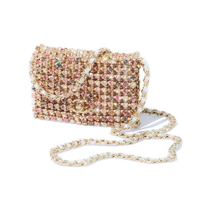 CHANEL Rhinestone Evening Bag, Shoulder Bag, Crossbody Bag Trumpets Women's Gold-1