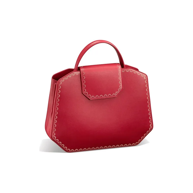 CARTIER Calfskin Handbag Shoulder Bag Crossbody Bag Medium Size Women's Red-2