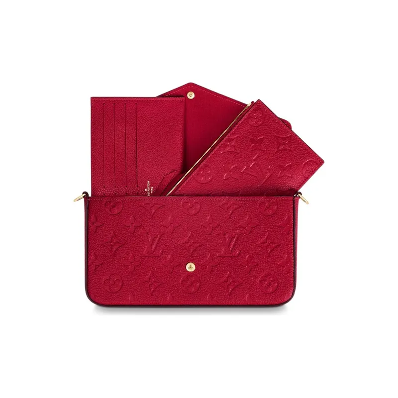 LOUIS VUITTON Félicie Pochette Without Accessories Monogram Empreinte Scarlet Red-3