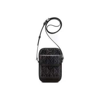 DIOR Dio Grey Canvas Shoulder Bag Crossbody Bag Men's Black