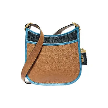 COACH Emery Natural Pebbled Leather Shoulder Bag Crossbody Bag Small Size Women's Brown Blue