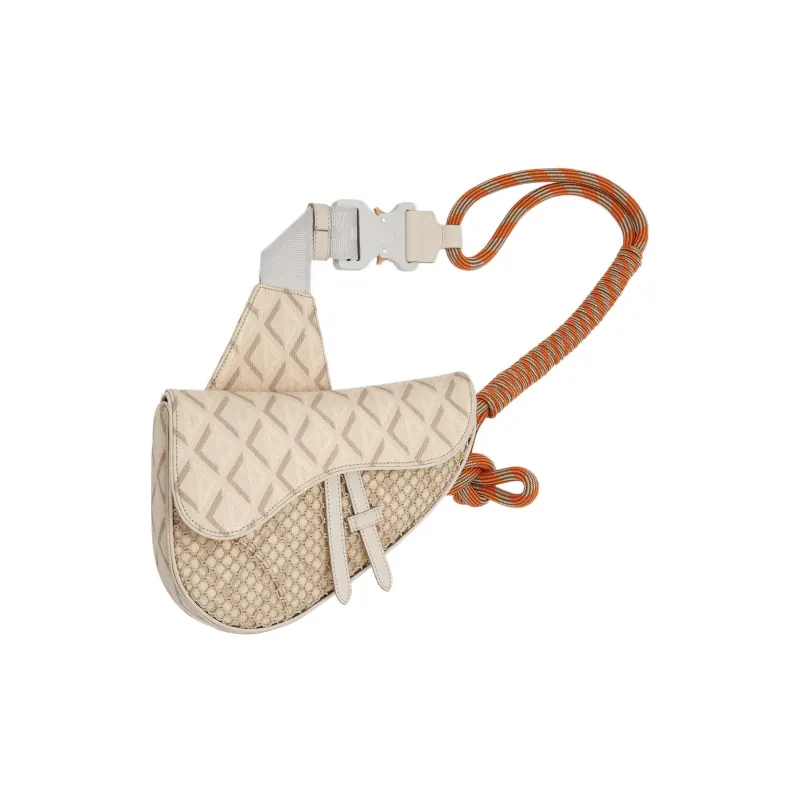 DIOR Canvas Saddle Bag Shoulder Bag Crossbody Bag Fanny Pack Sling Bag Men's Natural-2