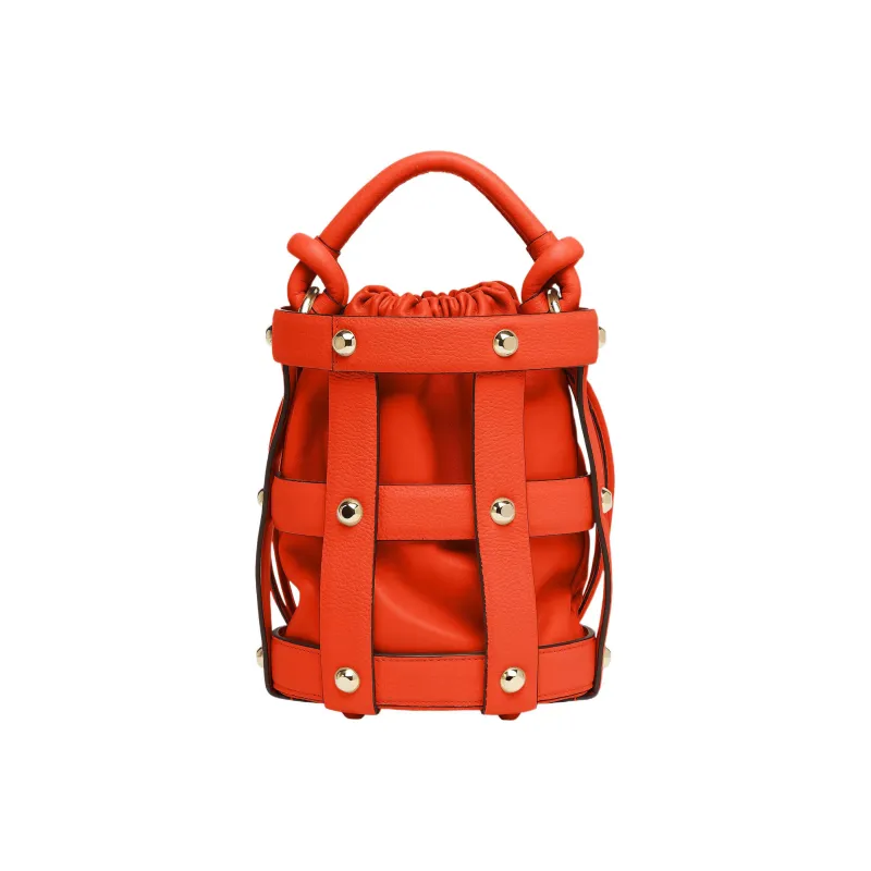 FERRAGAMO Cage Sheepskin Bucket Bags Shoulder Bag Crossbody Bag Handbag Women's Orange-3