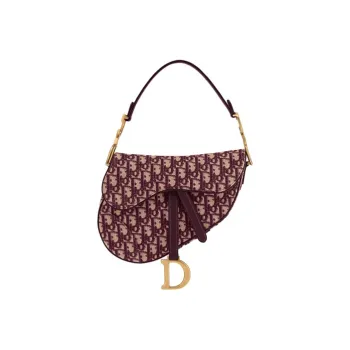 DIOR Saddle Canvas Saddle Bag Handbag Shoulder Bag Women's Red