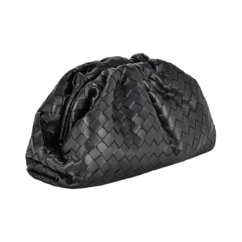 Bottega Veneta POUCH Cloud Bag Sheepskin Clutch Large Size Women's Black-1
