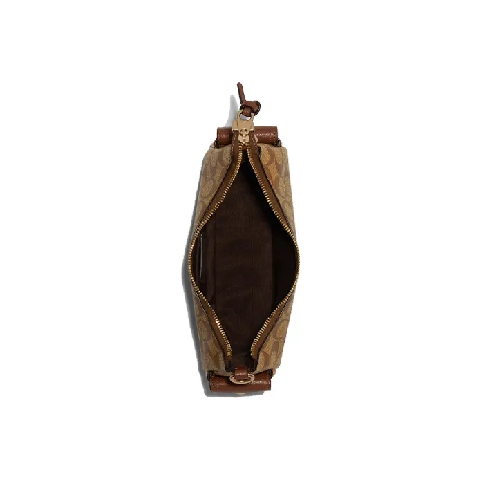 COACH Pennie Canvas With Leather Shoulder Bag, Portable Crossbody Bag Women's Khaki-1