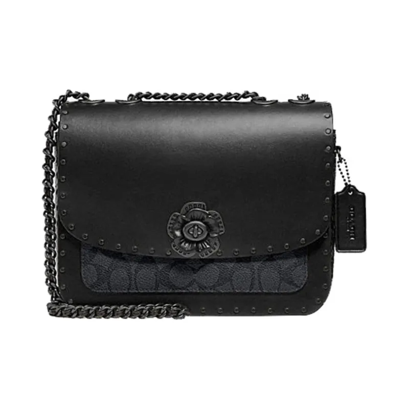 COACH Madison Leather Small Square Bag, Crossbody Bag, Shoulder Bag Medium Size Women's Black-0