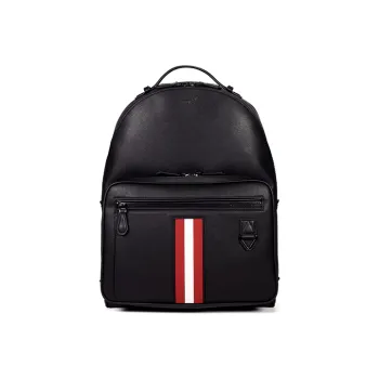 BALLY Cow Leather Backpack Large Size Men's Black