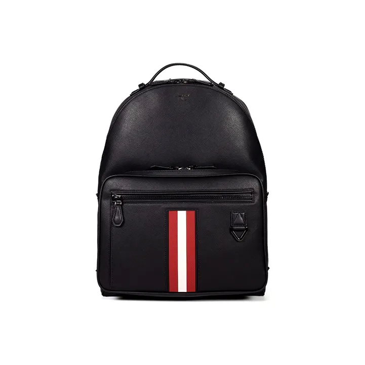 BALLY Cow Leather Backpack Large Size Men's Black-0