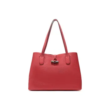LONGCHAMP Roseau Cow Leather Handbag Shoulder Bag Medium Size Women's Red