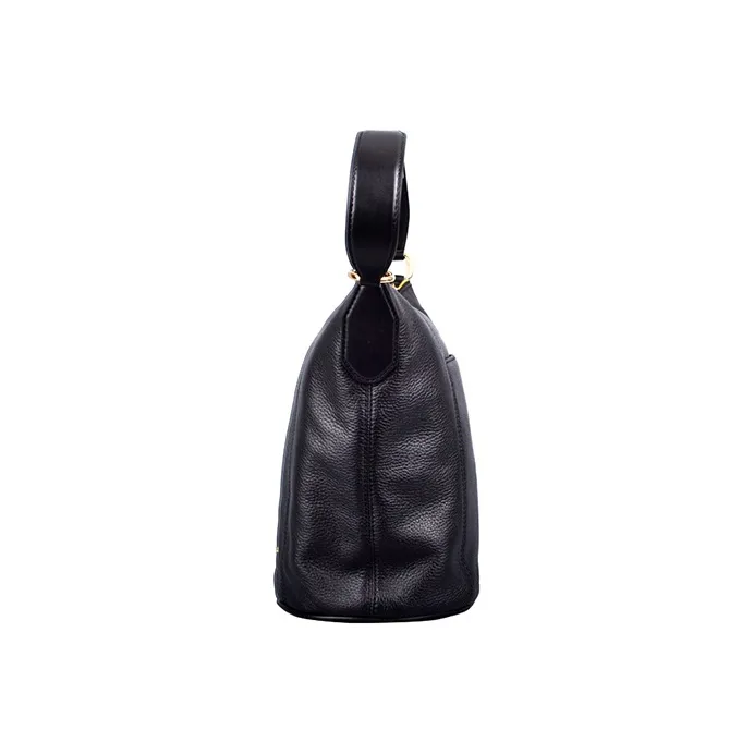 MICHAEL KORS Cow Leather Bucket Bag, One Shoulder Handbag, Crossbody Bag Medium Size Women's Black-3