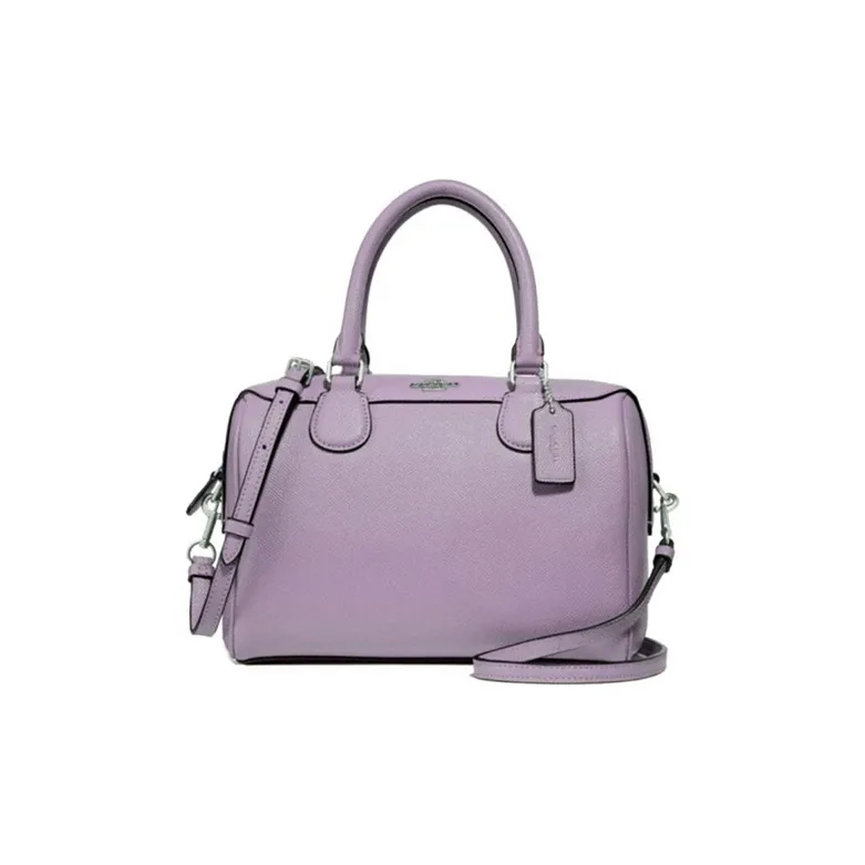 COACH Leather Boston Bag Handbag Shoulder Bag Crossbody Bag Mini Women's Purple-0