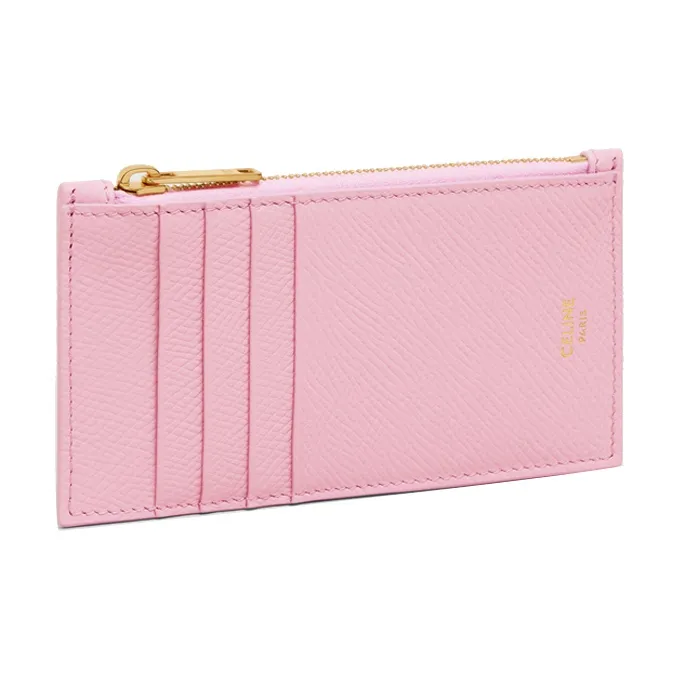 CELINE Cow Leather Card Holder Women's Crystal Pink-1