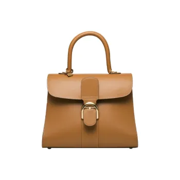 Delvau Brillant Cow Leather Handbag Medium Size Women's Brown
