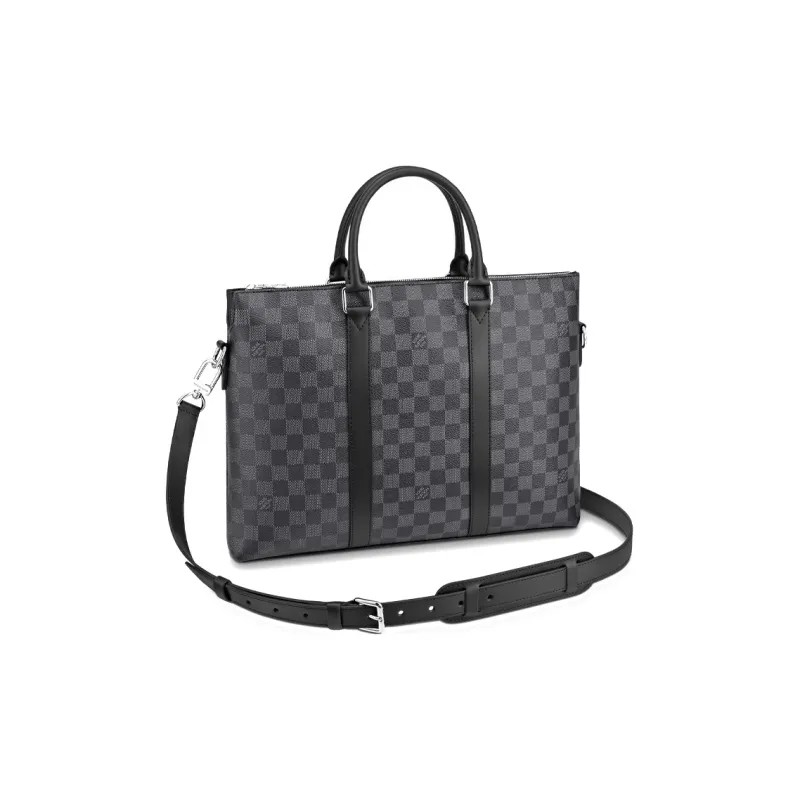 LOUIS VUITTON Canvas Briefcase Regular Unisex Black-0