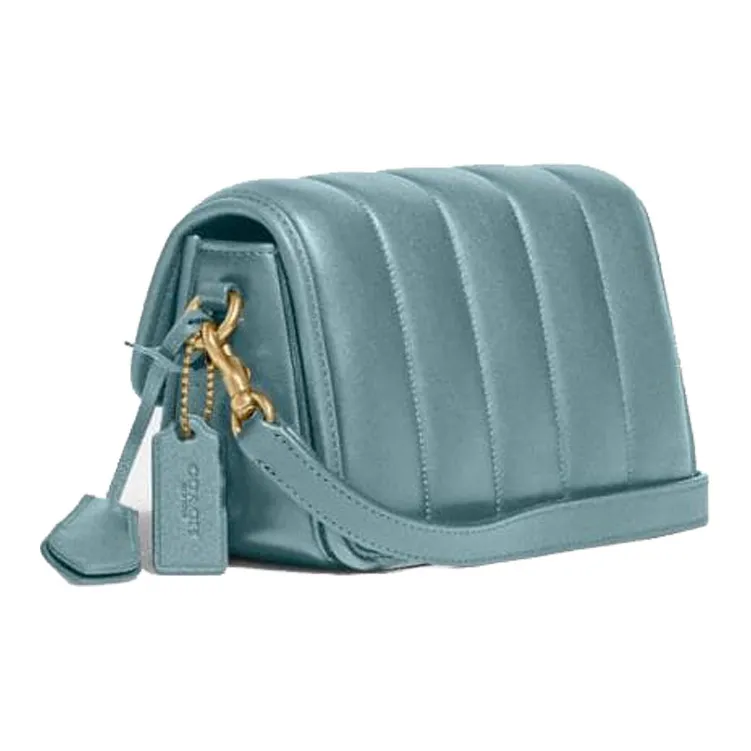 COACH Studio Sheepskin Leather Shoulder Bag Women's Sage Blue-1