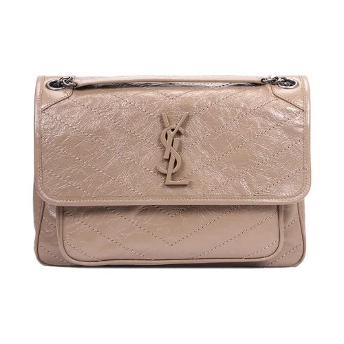 SAINT LAURENT Niki Leather Hobo Bag Chain Crossbody Bag Shoulder Bag Medium Size Women's Milk Tea Beige