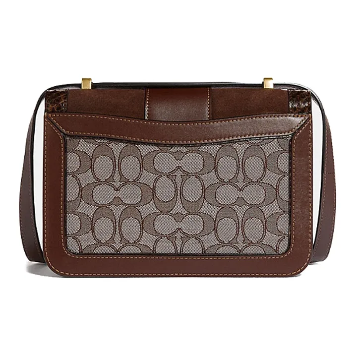 COACH Alie Fabric With Leather Messenger Bag Small Square Bag Crossbody Bag Shoulder Bag Women's Brown-1