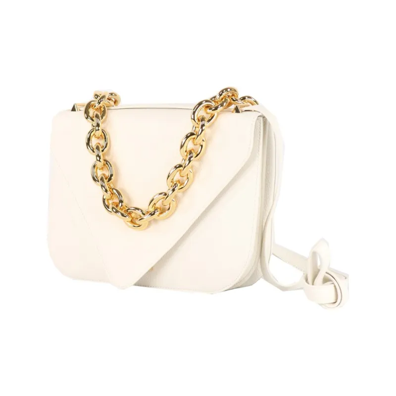 Bottega Veneta MOUNT Calfskin Envelope Bag Handbag Shoulder Bag Crossbody Bag Medium Size Women's White-1