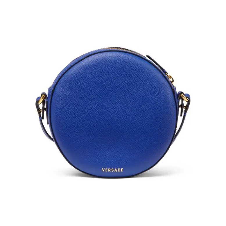 VERSACE La Medusa Leather Round Bag Crossbody Shoulder Bag Women's Dark Blue-2