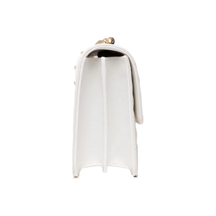 PINKO LOVE Series Quilted Leather Bird Bag, Swallow Bag, Shoulder Bag, Crossbody Bag Medium Size Women's White-3