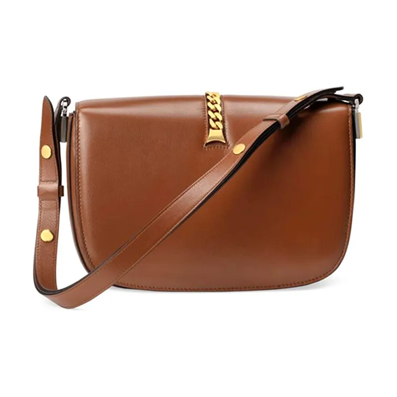 GUCCI Sylvie 1969 Leather Crossbody Bag, Shoulder Bag Small Size Women's Brown-3