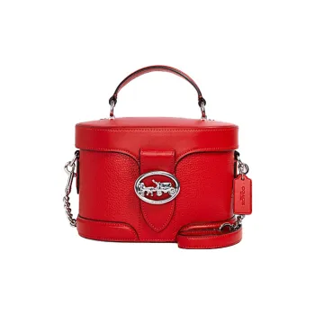 COACH Georgie Leather Box Bag, Bacchus Bag, Handbag, Shoulder Bag, Crossbody Bag Small Size Women's Red