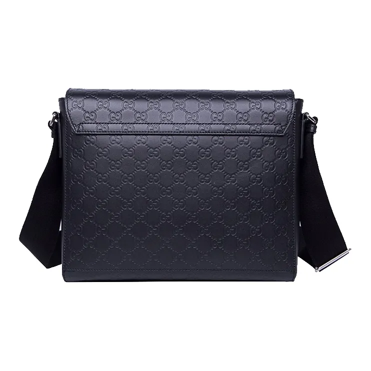 GUCCI Leather Flap Shoulder Bag Crossbody Bag Men's Black-3