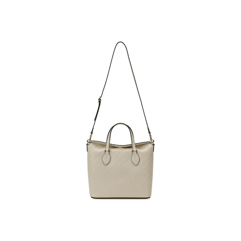 GUCCI Leather Tote Bag, Shopping Bag, Shoulder Bag, Handbag Regular Women's Ecru-2