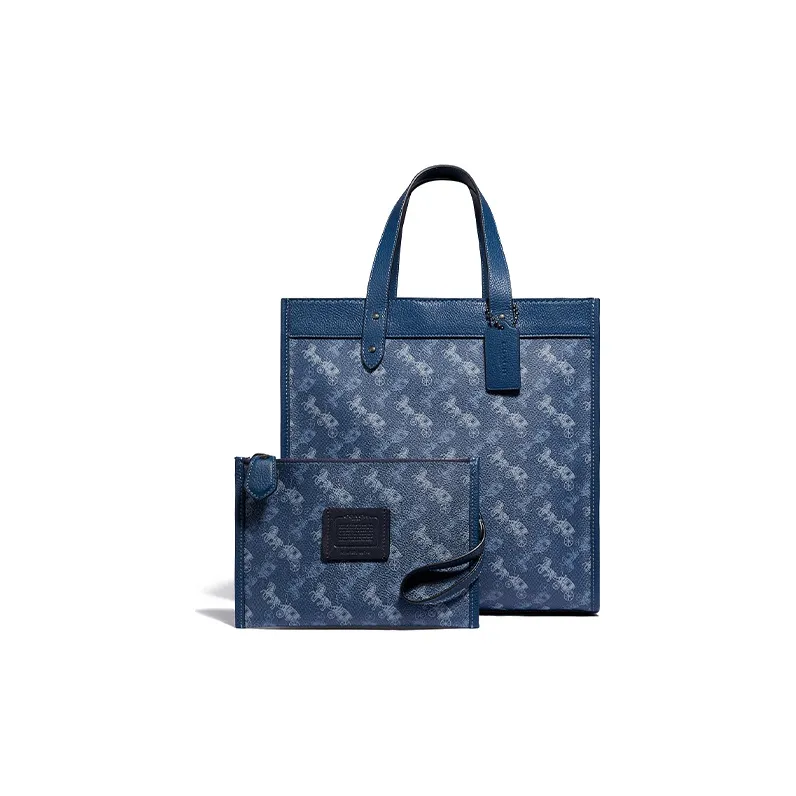 COACH Field Leather Tote Bag, Shopping Bag, Shoulder Bag, Crossbody Bag, Handbag Tubas Women's Blue-4