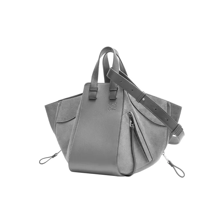 LOEWE Hammock Calfskin/Velour Handbag Shoulder Bag Crossbody Bag Small Size Women's Coal Gray-1