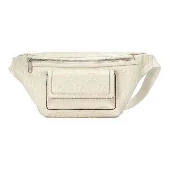 GUCCI Leather Fanny Pack Sling Bags Regular Men's White