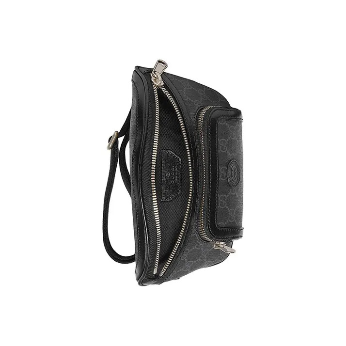 GUCCI Canvas With Leather Shoulder Bag, Crossbody Bag, Sling Bag, Fanny Pack Regular Men's Black Gray-4
