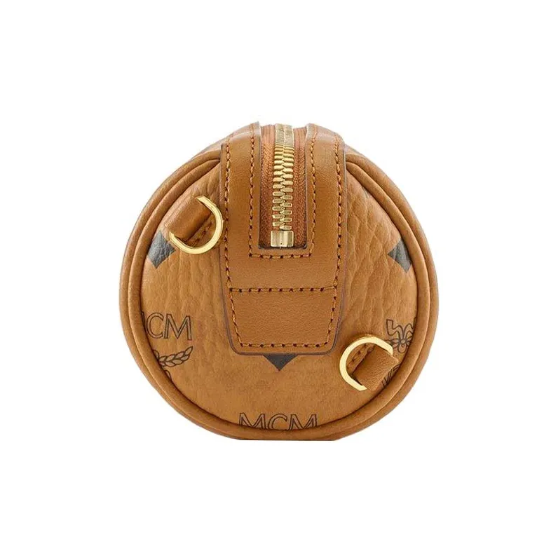 MCM Aka Boku Klassik Visetos Artificial Leather Laminated Fabric Crossbody Bag Mini Women's Cognac-1